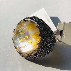 Judith Jack Crystal Gold Leaf 14k Ring